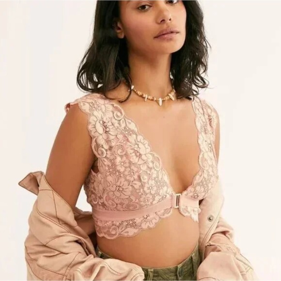 We Are Hah Other - Free People‎ x We are HAH Got Ur Back Bra Womens XS Copper Rose Lace Sexy NWT